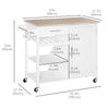 HOMCOM 4-Tier Rolling Kitchen Island Utility Trolley Serving Cart Kitchen Storage Cart w/ Towel Rack, Butcher Block Countertop, Cabinet, Drawer, Shelves, White