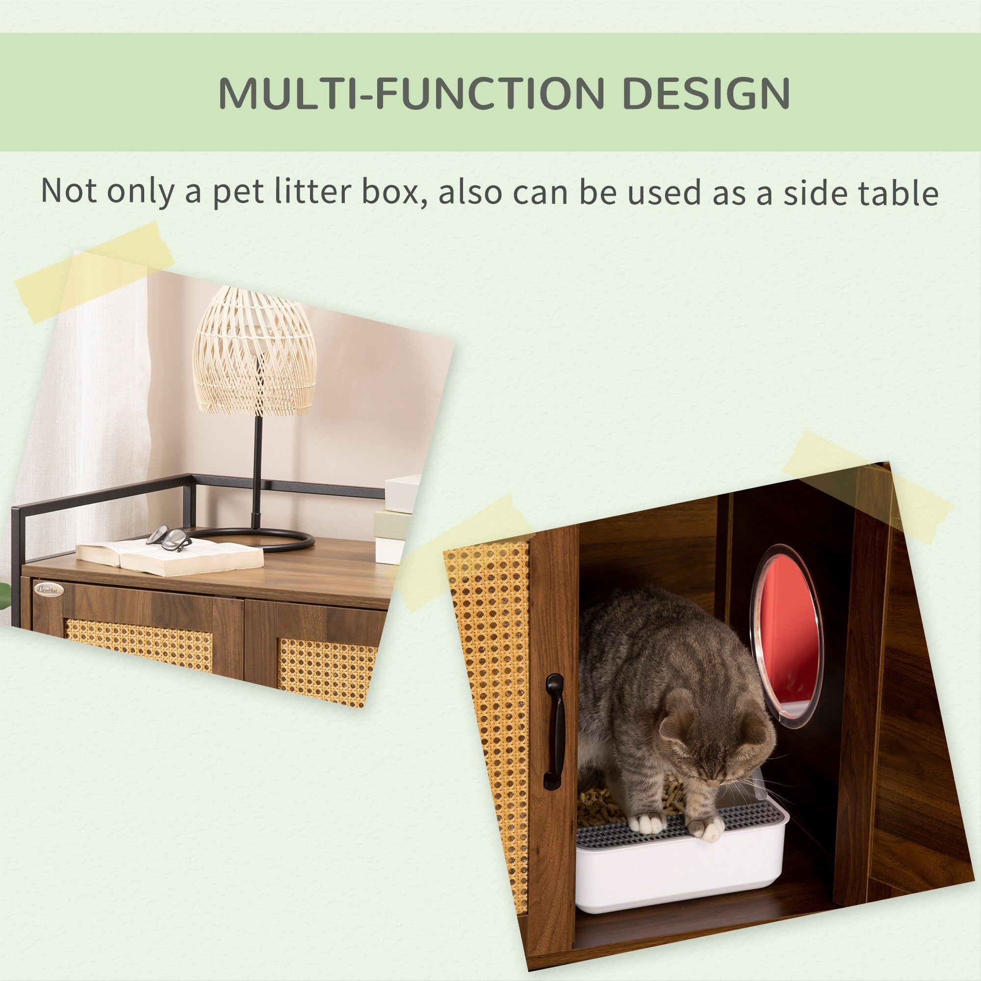PawHut Shelved Hidden Litter Box Enclosure with Spacious Top and Interior, Large Cat Litter House End Table for Indoor Cats with Hidden Storage Cabinet Space