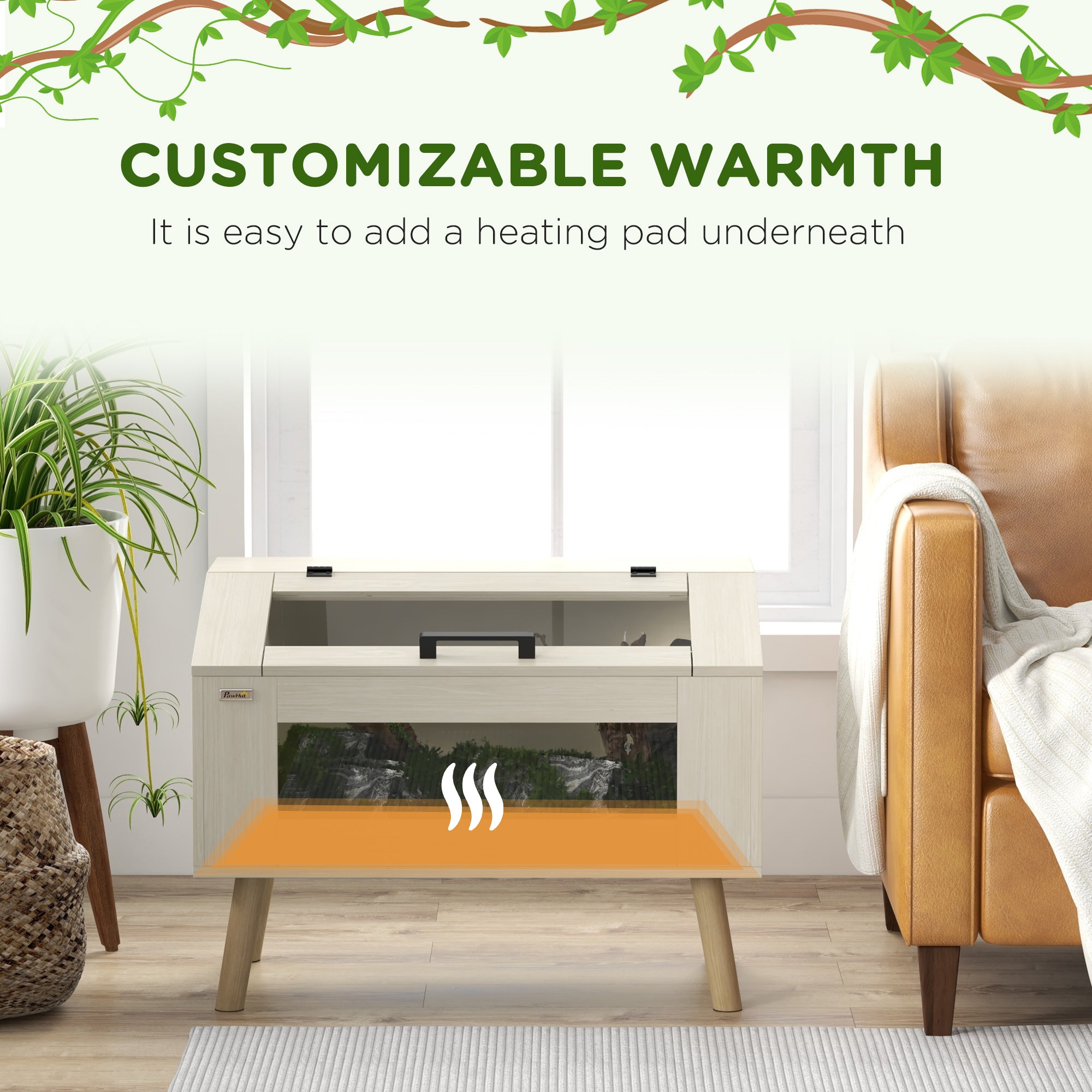 PawHut 29 Gallon Reptile Terrarium, 31.5" x 20" x 24" Top Opening Reptile Tank with Tempered Glass Windows, Ventilations, for Snakes Lizards Horned Frogs Chameleons Hamsters Gerbil
