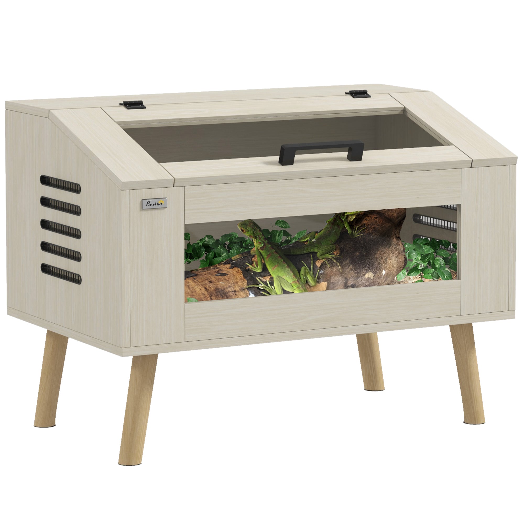PawHut 29 Gallon Reptile Terrarium, 31.5" x 20" x 24" Top Opening Reptile Tank with Tempered Glass Windows, Ventilations, for Snakes Lizards Horned Frogs Chameleons Hamsters Gerbil