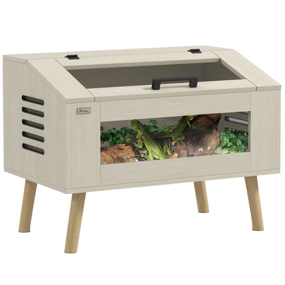 PawHut 29 Gallon Reptile Terrarium, 31.5" x 20" x 24" Top Opening Reptile Tank with Tempered Glass Windows, Ventilations, for Snakes Lizards Horned Frogs Chameleons Hamsters Gerbil