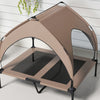 PawHut Elevated Dog Bed with Canopy, Cooling Dog Cot Bed for Camping, Portable Raised Pet Cot with Washable Breathable Mesh, for Indoor Outdoor, M & L Dogs, 36" x 30" x 35", Coffee