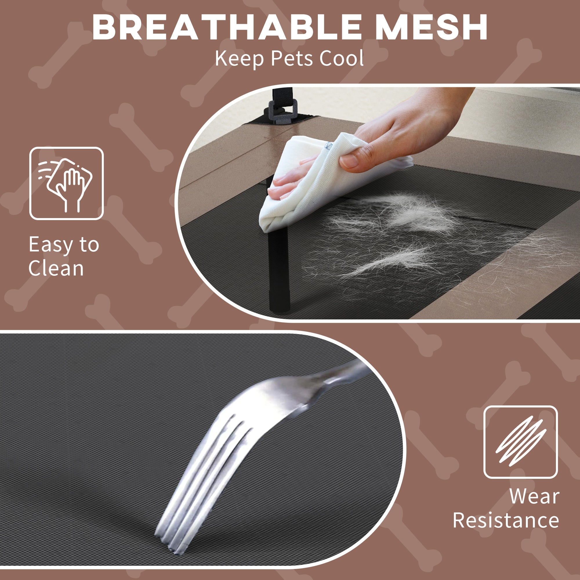 PawHut Elevated Dog Bed with Canopy, Cooling Dog Cot Bed for Camping, Portable Raised Pet Cot with Washable Breathable Mesh, for Indoor Outdoor, M & L Dogs, 36" x 30" x 35", Coffee