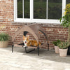 PawHut Elevated Dog Bed with Canopy, Cooling Dog Cot Bed for Camping, Portable Raised Pet Cot with Washable Breathable Mesh, for Indoor Outdoor, M & L Dogs, 36" x 30" x 35", Coffee