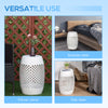 Outsunny 12.5" Outdoor Side Table, Steel Patio End Table, Round Hollow Drum Accent Table for Garden, Porch, Balcony, Yard, White