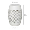 Outsunny 12.5" Outdoor Side Table, Steel Patio End Table, Round Hollow Drum Accent Table for Garden, Porch, Balcony, Yard, White