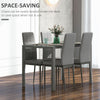 HOMCOM Dining Table Set for 4, 5-Piece Rectangular Glass Kitchen Table and Chairs with Metal Frame and Faux Leather Upholstery for Dining Room, Living Room, Grey