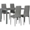 HOMCOM Dining Table Set for 4, 5-Piece Rectangular Glass Kitchen Table and Chairs with Metal Frame and Faux Leather Upholstery for Dining Room, Living Room, Grey