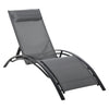 Outsunny Patio Lounge Chair, Aluminum Reclining Outdoor Tanning Chair with 5-Level Adjustable Backrest, Head Pillow and Breathable Mesh Fabric, for Pool, Deck, Garden, Grey