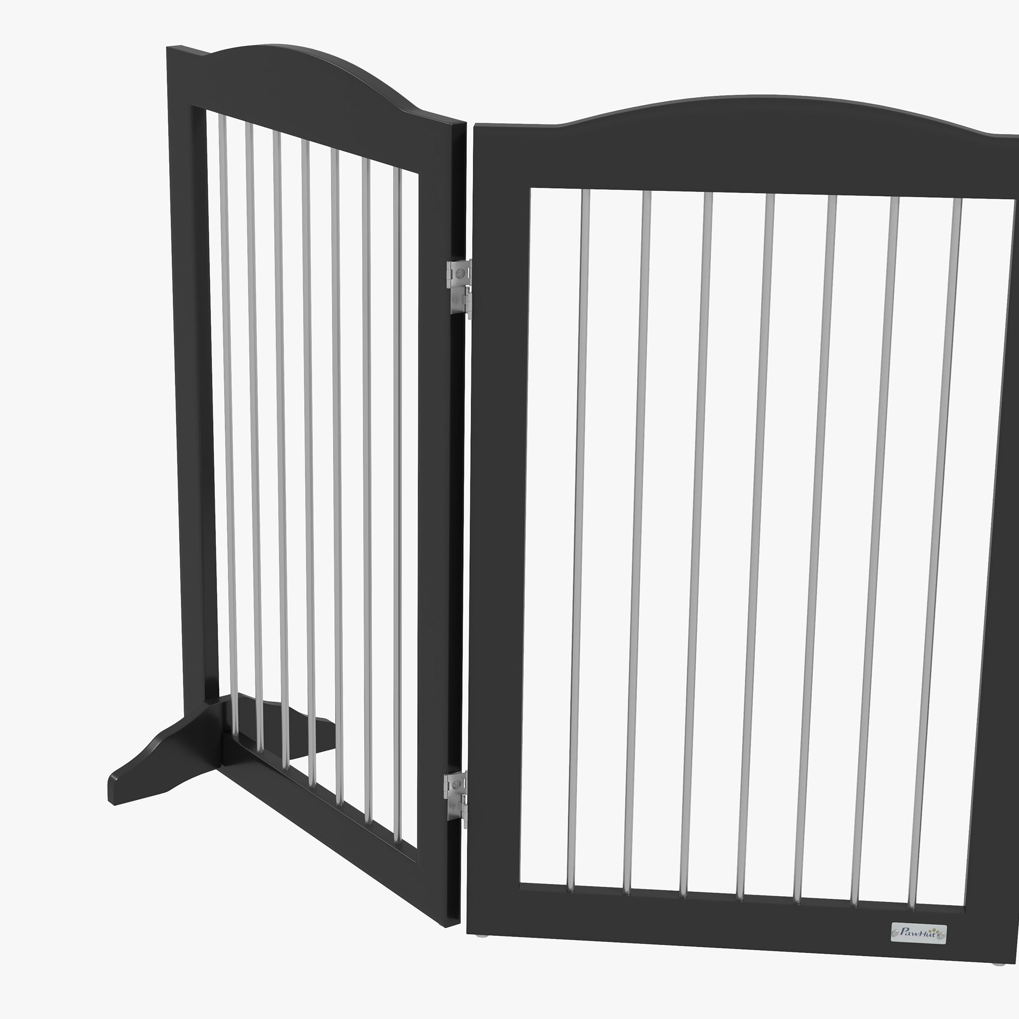 PawHut Foldable Dog Gate, Freestanding Pet Gate, Dog Barrier with Two Support Feet, for Doorways, Stairs, Halls - Black