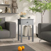 HOMCOM Side Table Set of 2, End Tables with Drawer and Bottom Shelf, 2-tier Nightstand for Bedroom, Living Room, Grey