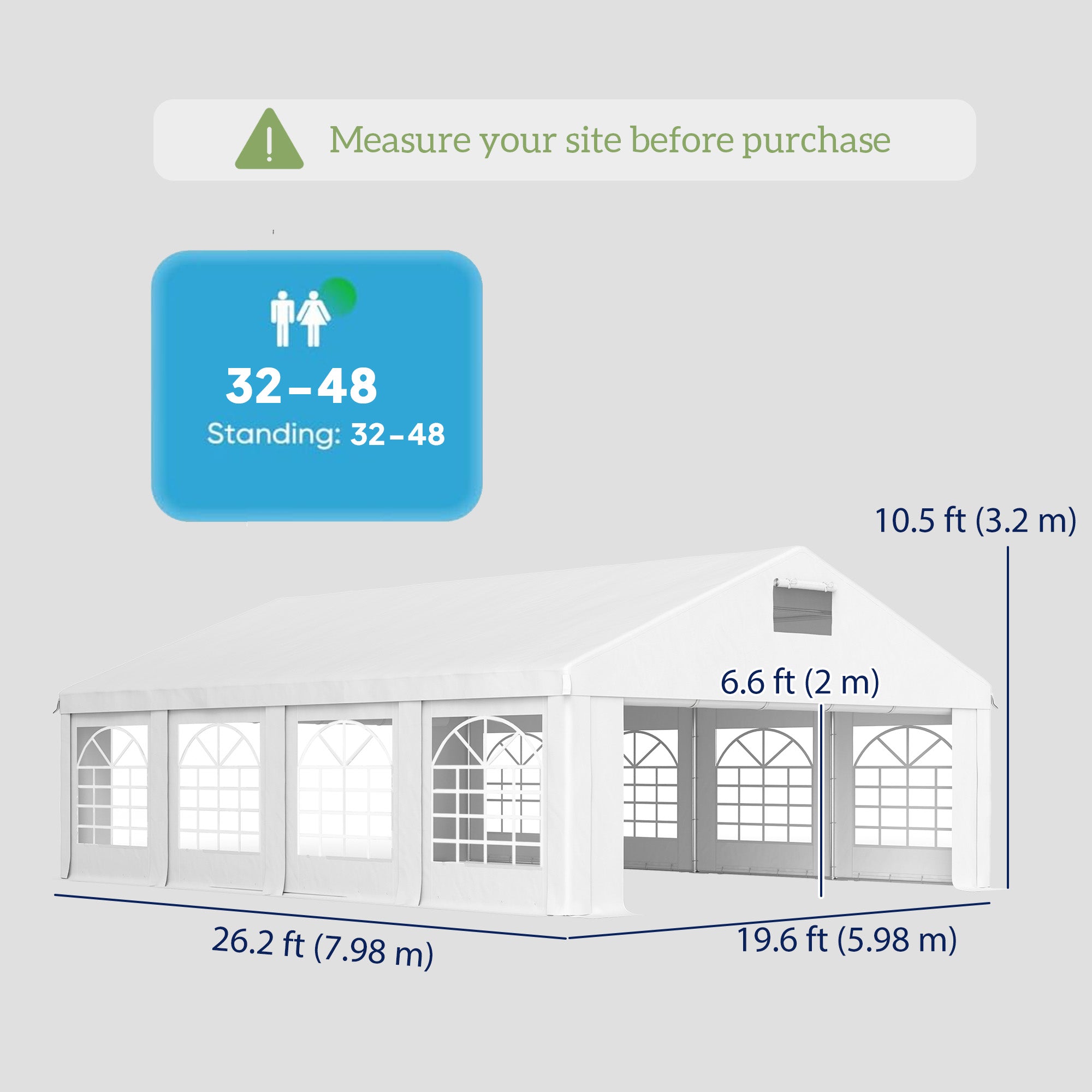 Outsunny 19.6' x 26' Party Tent and Carport, Heavy Duty Outdoor Canopy Tent with 8 Removable Window Sidewalls and Vents, UPF30+ Event Tent for Parties, Wedding, BBQ, White