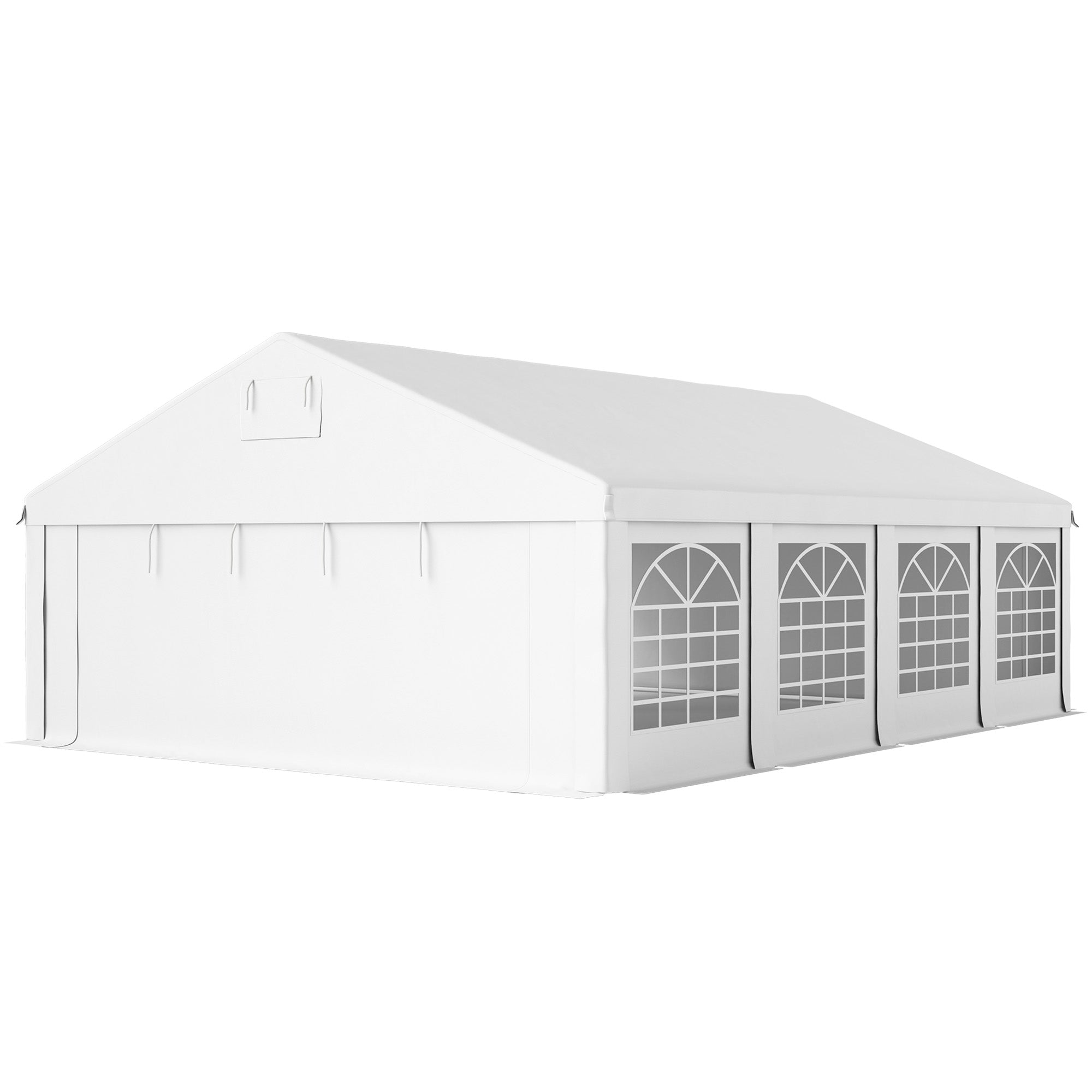 Outsunny 19.6' x 26' Party Tent and Carport, Heavy Duty Outdoor Canopy Tent with 8 Removable Window Sidewalls and Vents, UPF30+ Event Tent for Parties, Wedding, BBQ, White