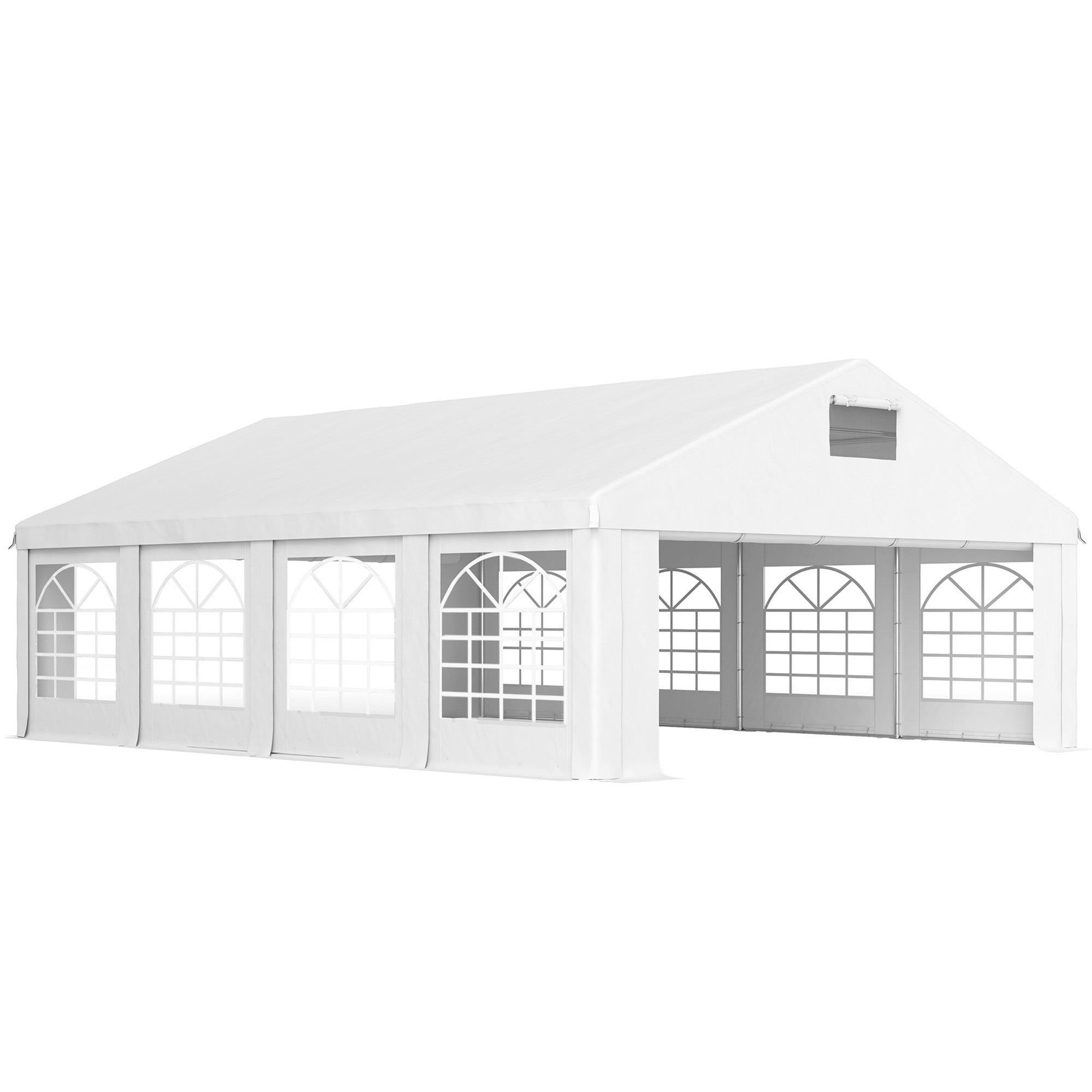 Outsunny 19.6' x 26' Party Tent and Carport, Heavy Duty Outdoor Canopy Tent with 8 Removable Window Sidewalls and Vents, UPF30+ Event Tent for Parties, Wedding, BBQ, White