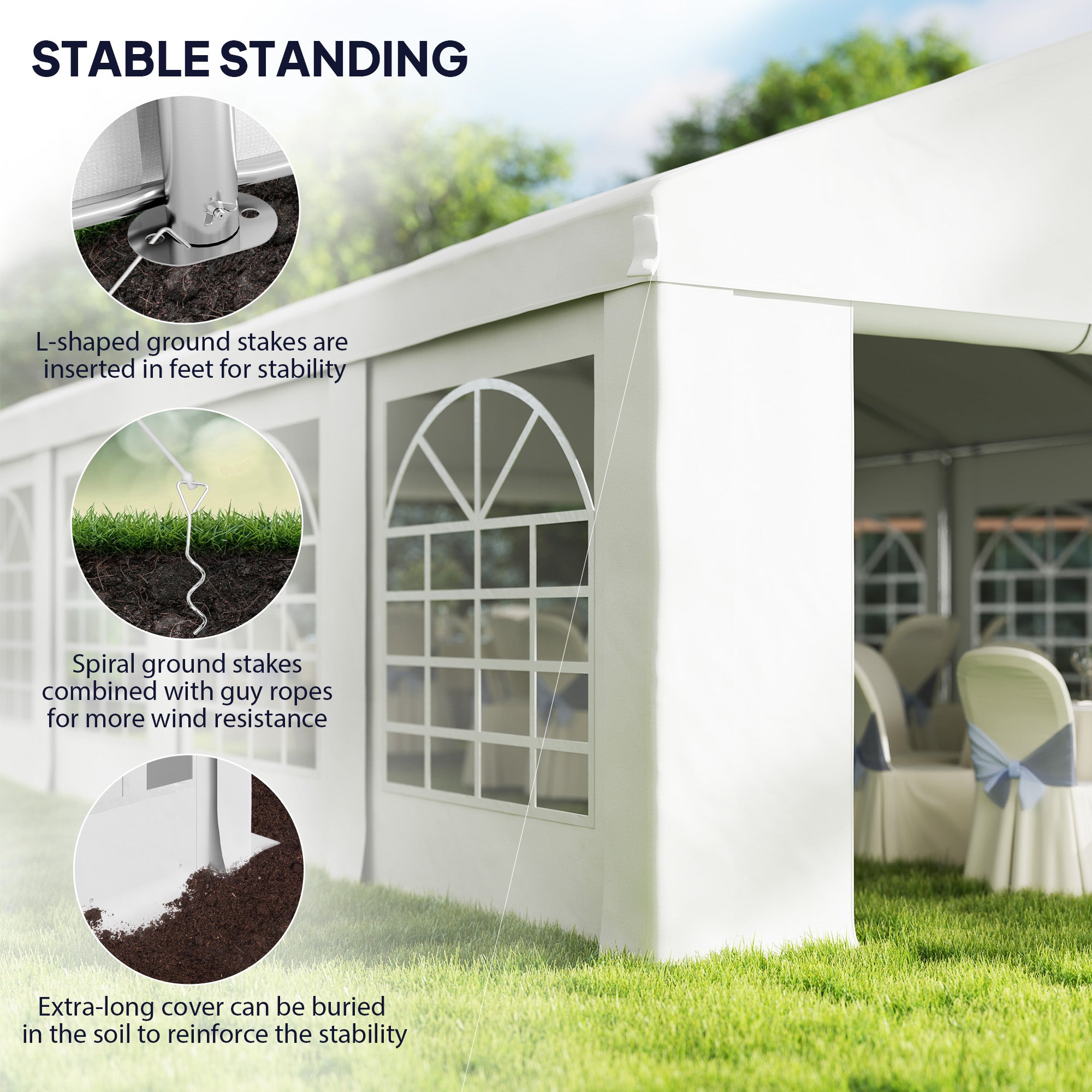 Outsunny 19.6' x 26' Party Tent and Carport, Heavy Duty Outdoor Canopy Tent with 8 Removable Window Sidewalls and Vents, UPF30+ Event Tent for Parties, Wedding, BBQ, White