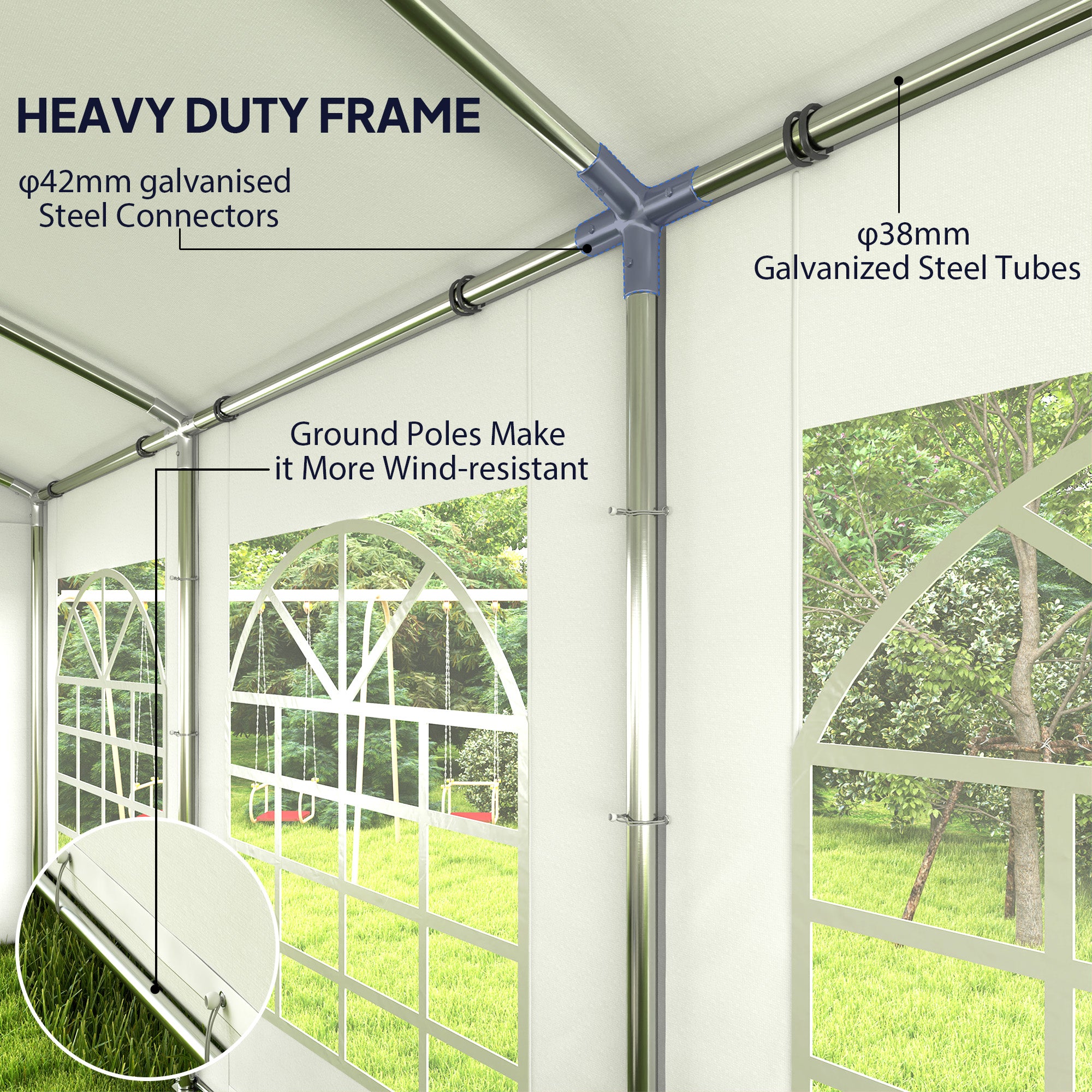 Outsunny 19.6' x 26' Party Tent and Carport, Heavy Duty Outdoor Canopy Tent with 8 Removable Window Sidewalls and Vents, UPF30+ Event Tent for Parties, Wedding, BBQ, White