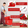HOMCOM Mop Bucket with Wringer on Wheels for Floor Cleaning, 5 Gallon, Separate Dirty and Clean Water, Red