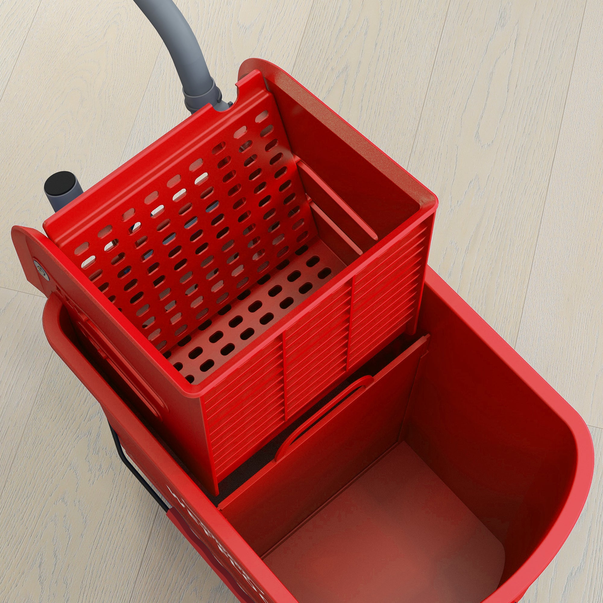 HOMCOM Mop Bucket with Wringer on Wheels for Floor Cleaning, 5 Gallon, Separate Dirty and Clean Water, Red