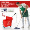 HOMCOM Mop Bucket with Wringer on Wheels for Floor Cleaning, 5 Gallon, Separate Dirty and Clean Water, Red