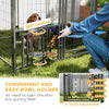 PawHut Outdoor Dog Kennel, 5.9 x 4 x 6 ft Heavy Duty Welded Wire Steel Fence Dog Run with Waterproof UV-Resistant Cover, Rotating & 4-Level Adjustable Feeding Bowls