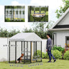 PawHut Outdoor Dog Kennel, 5.9 x 4 x 6 ft Heavy Duty Welded Wire Steel Fence Dog Run with Waterproof UV-Resistant Cover, Rotating & 4-Level Adjustable Feeding Bowls
