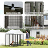 PawHut Outdoor Dog Kennel, 5.9 x 4 x 6 ft Heavy Duty Welded Wire Steel Fence Dog Run with Waterproof UV-Resistant Cover, Rotating & 4-Level Adjustable Feeding Bowls
