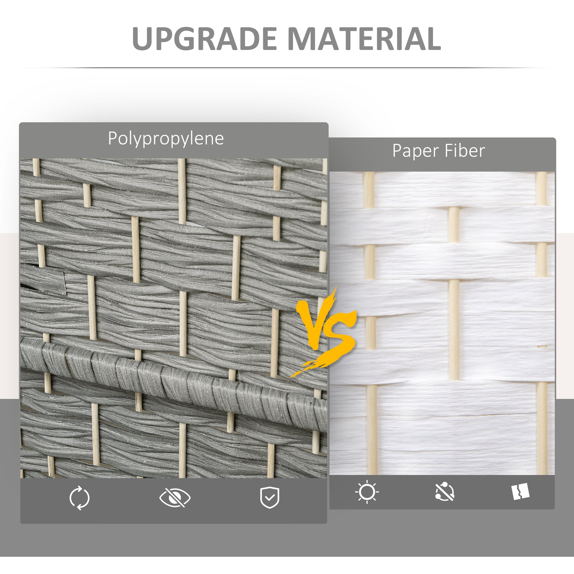 HOMCOM 6 Panels Room Divider, 6 Ft Tall Indoor Portable Folding Privacy Screens, Handwoven Freestanding Partition Wall Divider for Home Office, Gradient Grey