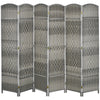 HOMCOM 6 Panels Room Divider, 6 Ft Tall Indoor Portable Folding Privacy Screens, Handwoven Freestanding Partition Wall Divider for Home Office, Gradient Grey