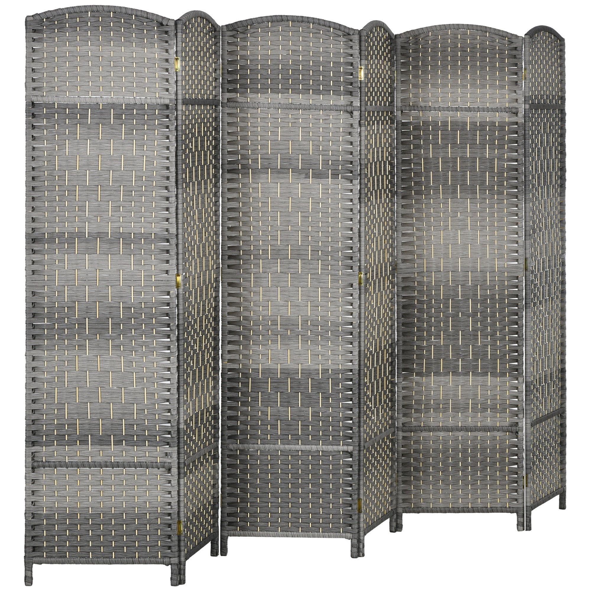 HOMCOM 6 Panels Room Divider, 6 Ft Tall Indoor Portable Folding Privacy Screens, Handwoven Freestanding Partition Wall Divider for Home Office, Gradient Grey