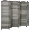 HOMCOM 6 Panels Room Divider, 6 Ft Tall Indoor Portable Folding Privacy Screens, Handwoven Freestanding Partition Wall Divider for Home Office, Gradient Grey