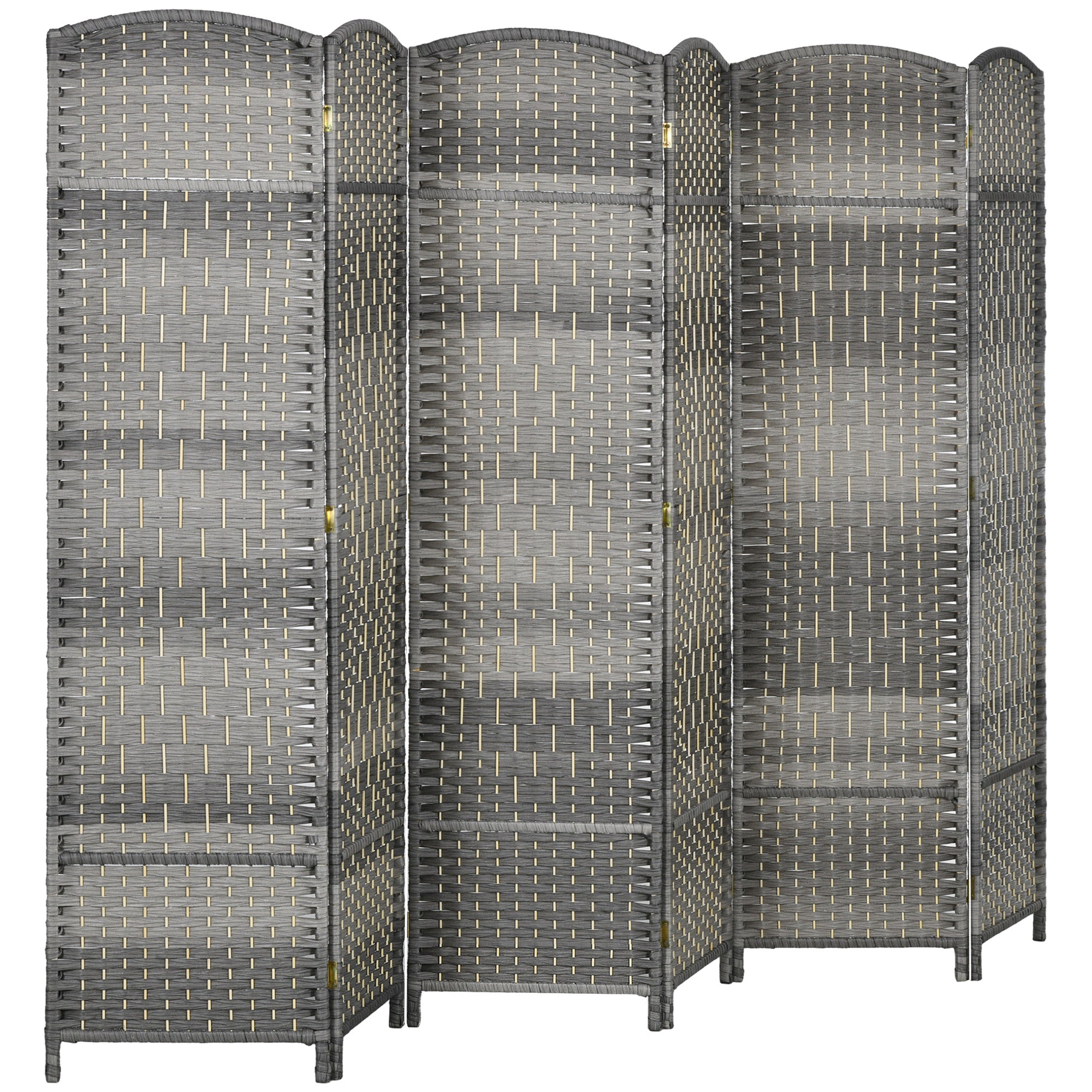 HOMCOM 6 Panels Room Divider, 6 Ft Tall Indoor Portable Folding Privacy Screens, Handwoven Freestanding Partition Wall Divider for Home Office, Gradient Grey