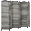 HOMCOM 6 Panels Room Divider, 6 Ft Tall Indoor Portable Folding Privacy Screens, Handwoven Freestanding Partition Wall Divider for Home Office, Gradient Grey