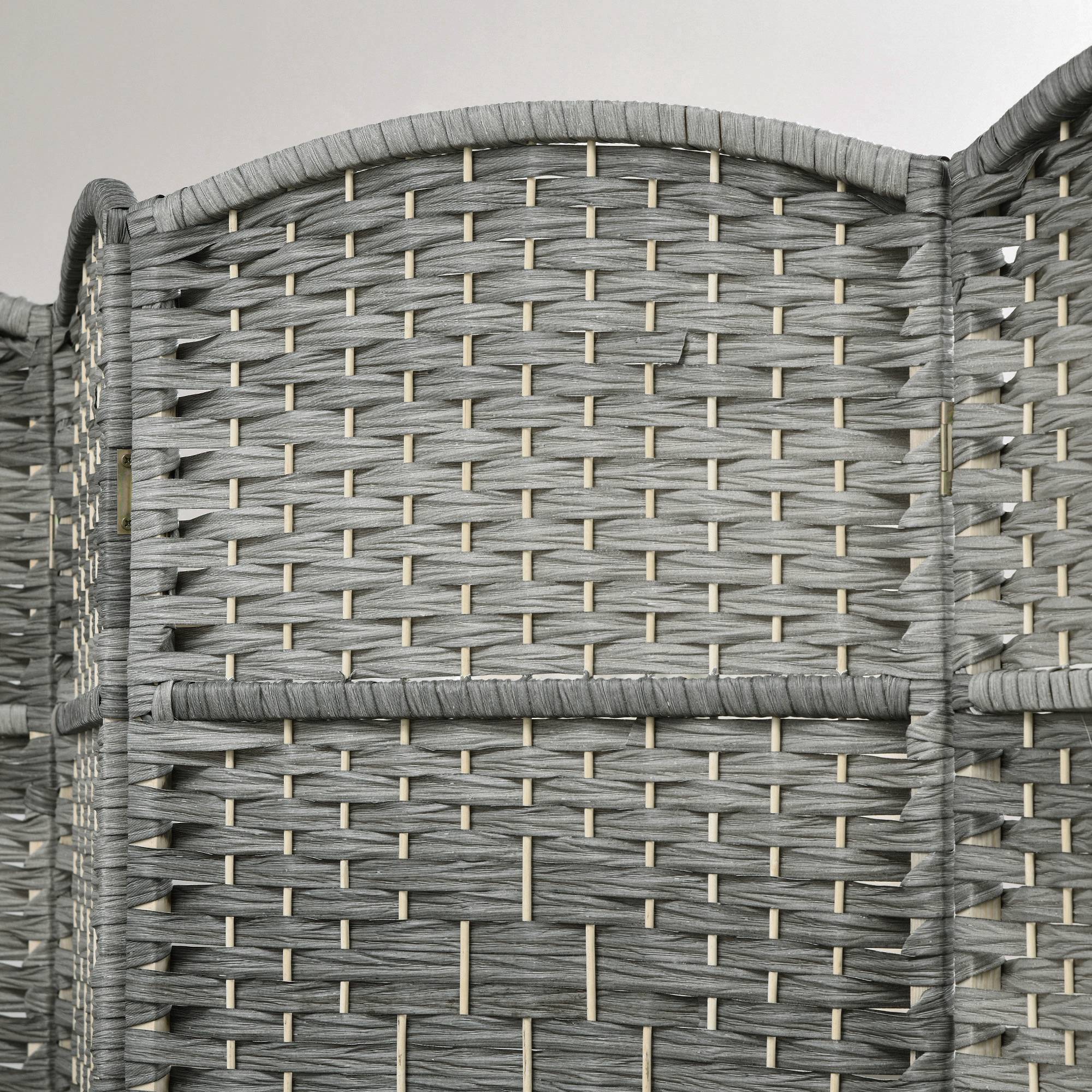 HOMCOM 6 Panels Room Divider, 6 Ft Tall Indoor Portable Folding Privacy Screens, Handwoven Freestanding Partition Wall Divider for Home Office, Gradient Grey