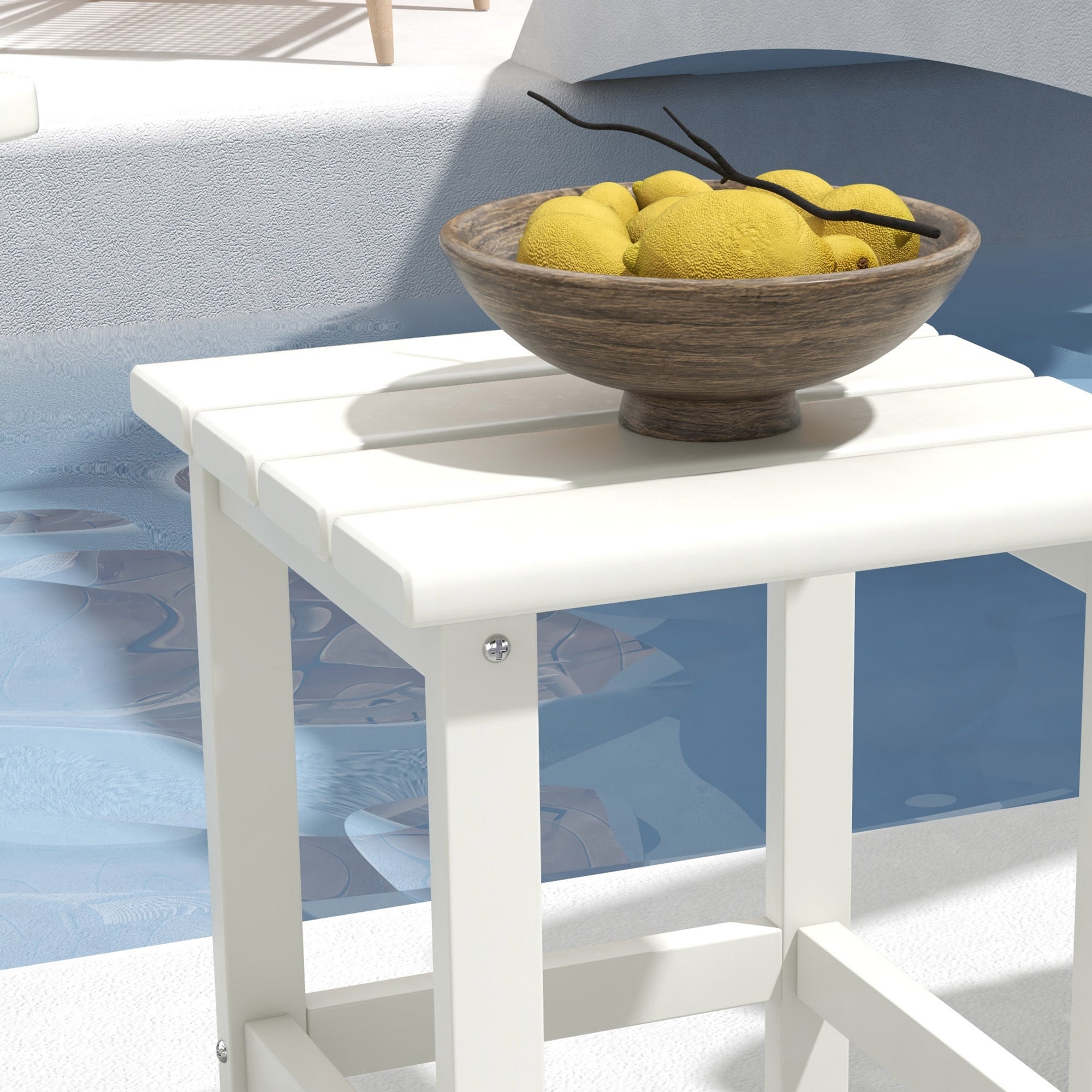Outsunny 15" Square Patio Table, Outdoor Side Table, Weather Resistant for Porch, Balcony, White