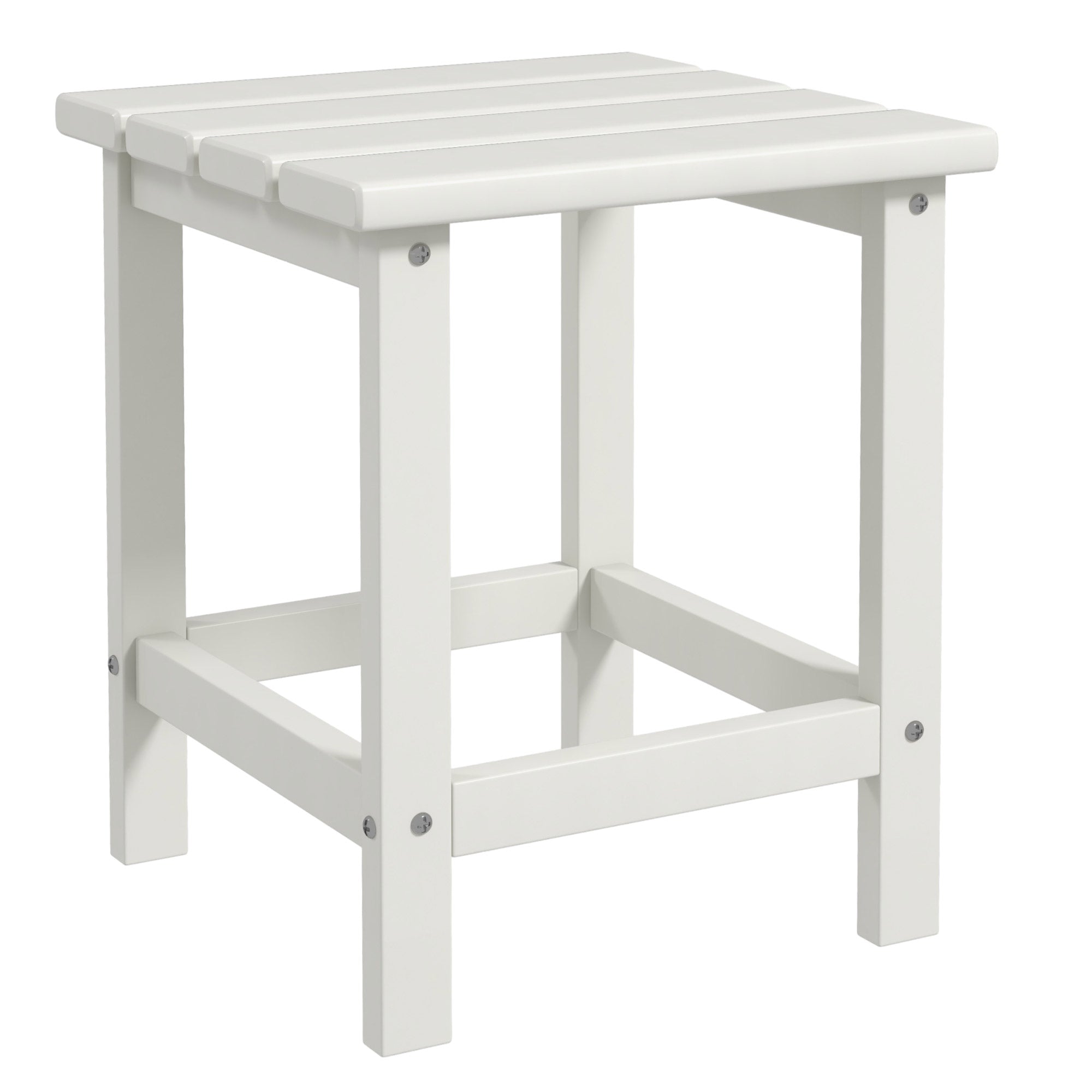 Outsunny 15" Square Patio Table, Outdoor Side Table, Weather Resistant for Porch, Balcony, White