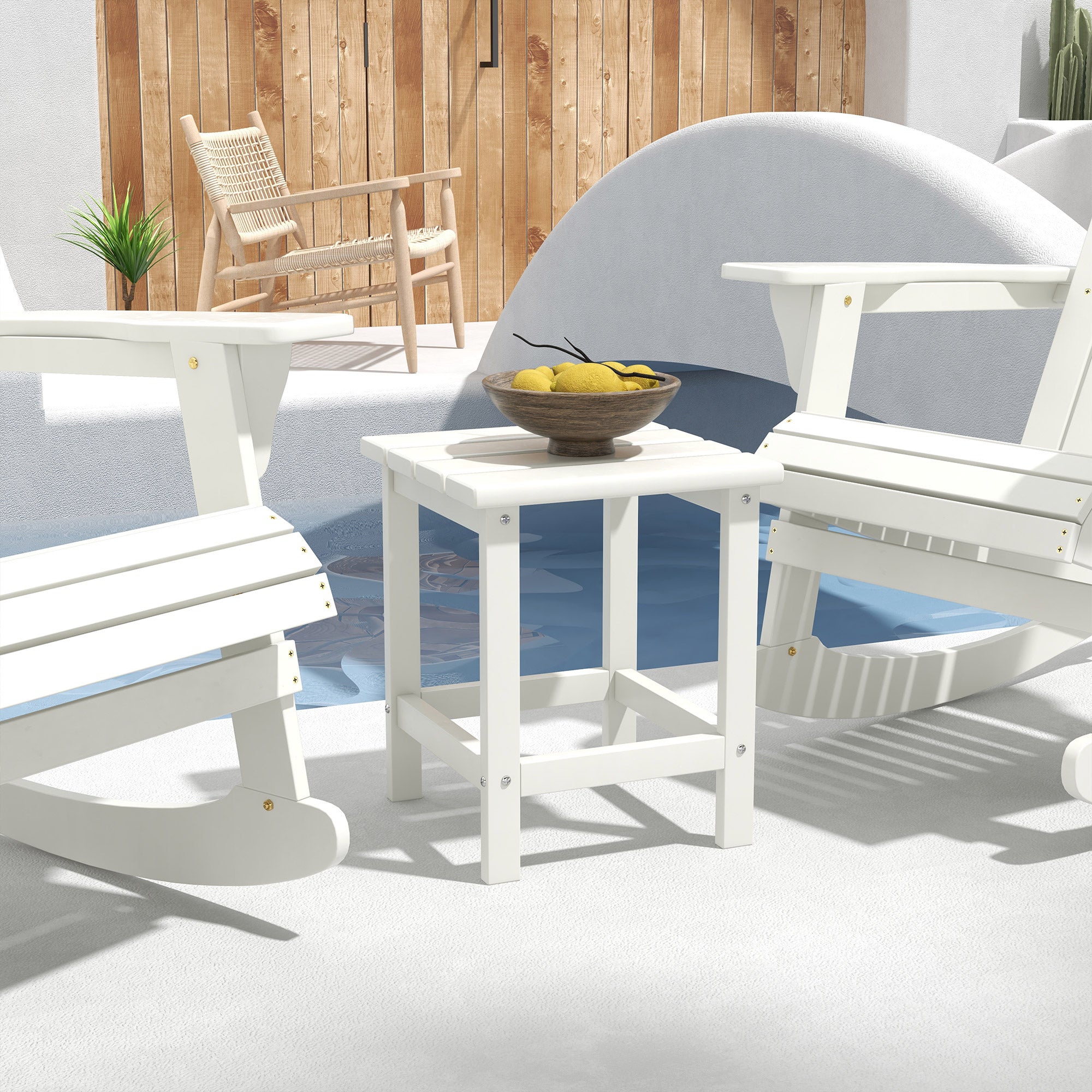 Outsunny 15" Square Patio Table, Outdoor Side Table, Weather Resistant for Porch, Balcony, White