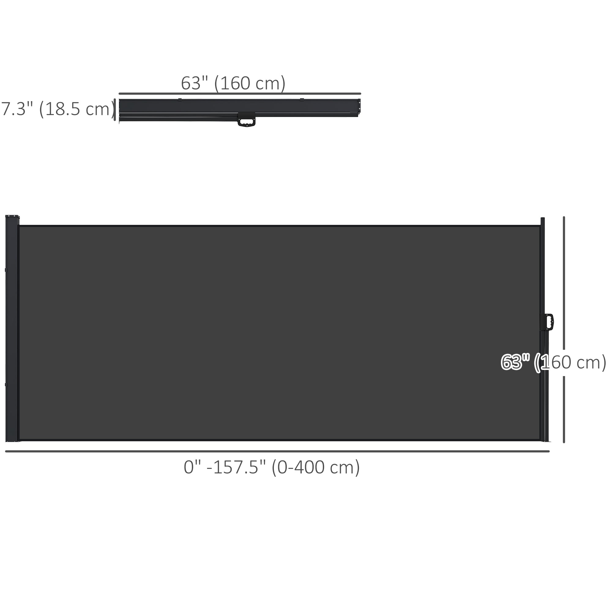 Outsunny 13' x 5' Retractable Side Awning, Garden Privacy Screen Divider, Full Cassette Windbreaker for Hot Tub, Balcony, Terrace, Pool, Black