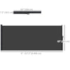 Outsunny 13' x 5' Retractable Side Awning, Garden Privacy Screen Divider, Full Cassette Windbreaker for Hot Tub, Balcony, Terrace, Pool, Black