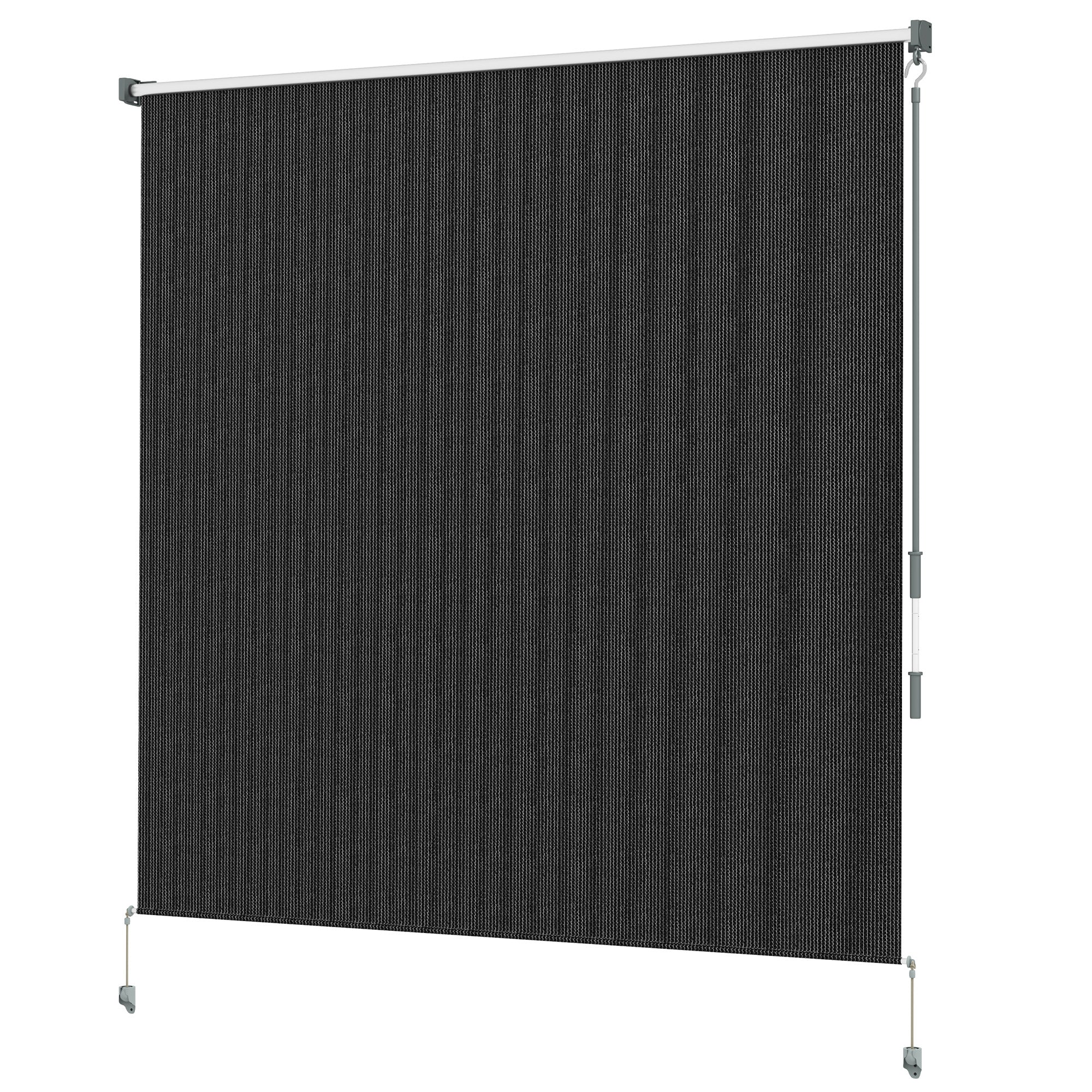 Outsunny 6'W x 6'H Roller Shades, Outdoor Blinds Cordless Roll Up Shade for Porch Balcony Gazebo, Black
