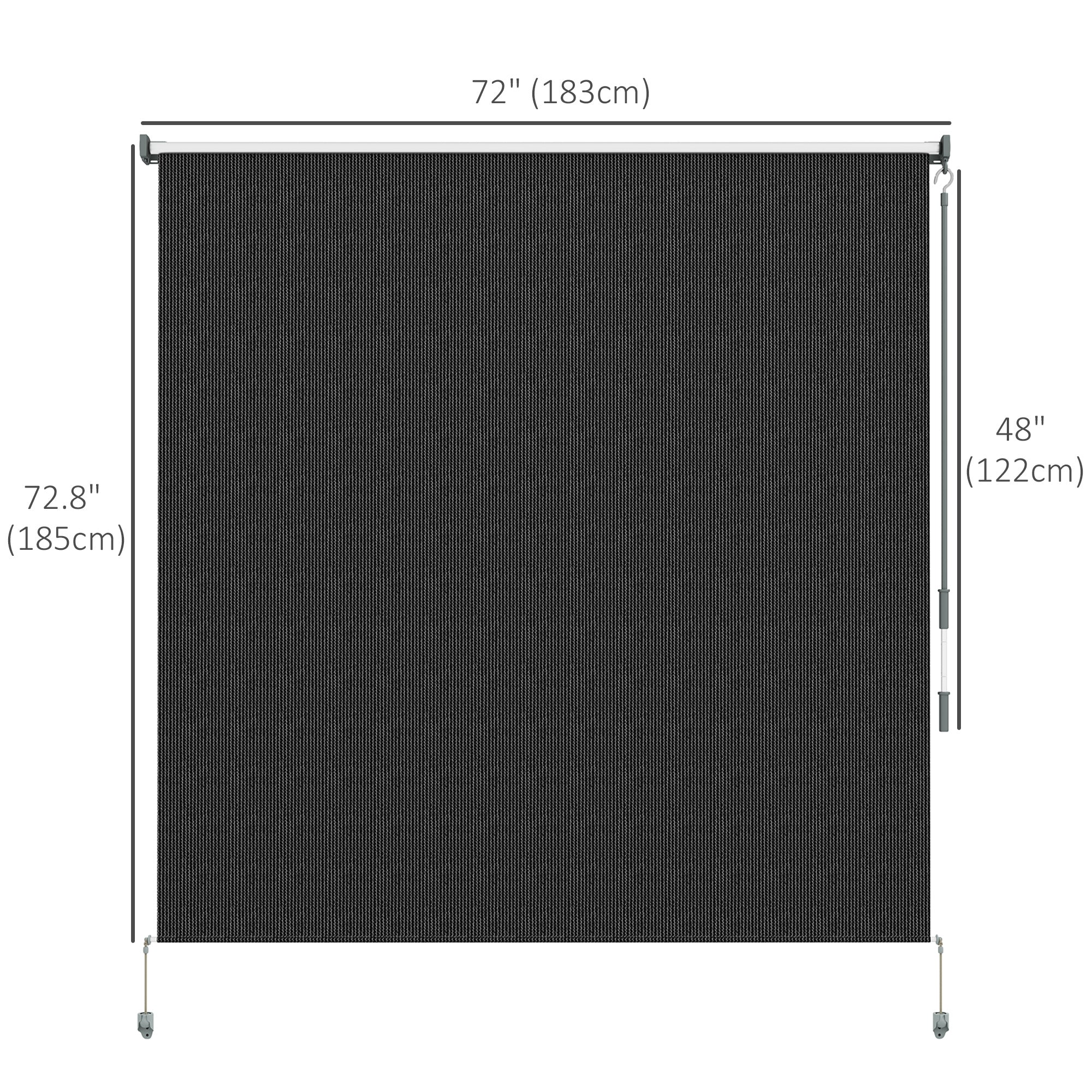 Outsunny 6'W x 6'H Roller Shades, Outdoor Blinds Cordless Roll Up Shade for Porch Balcony Gazebo, Black