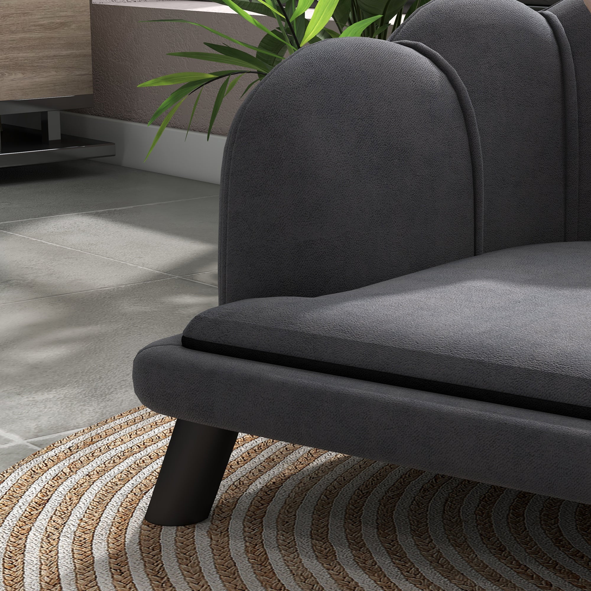 PawHut Dog Couch Pet Sofa Cat Bed with Removable Cushion Wood Legs for Medium and Large Dogs, Dark Grey