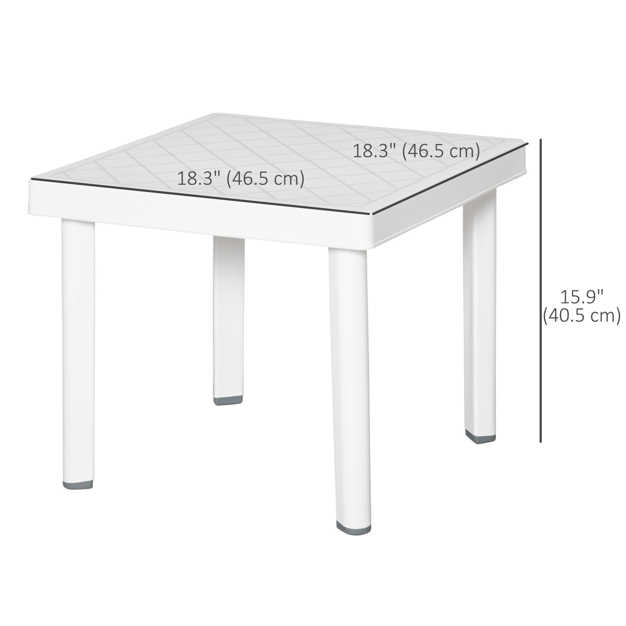 Outsunny Garden Side Table. Plastic Outdoor Square Coffee End Table for Drink, Snack, White