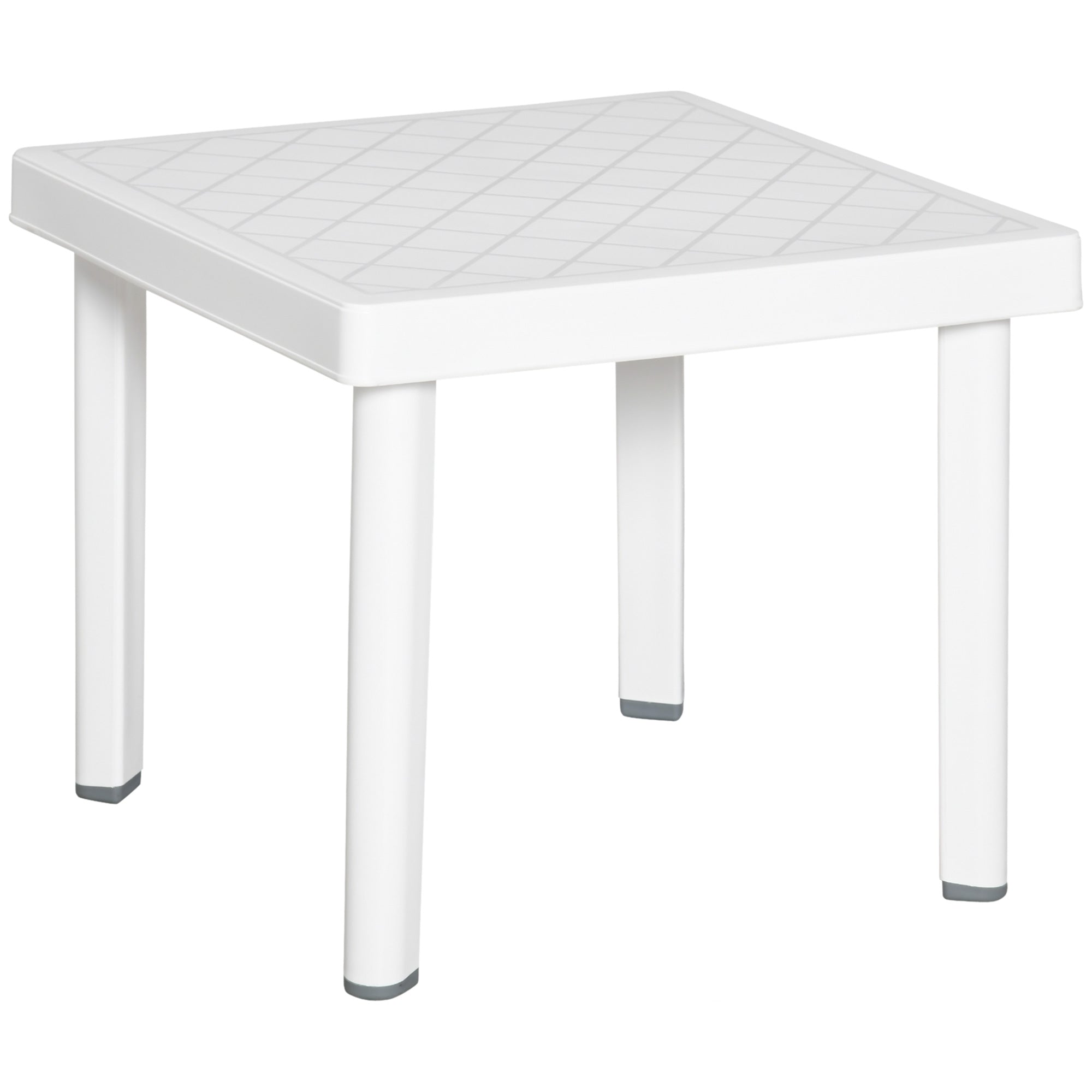 Outsunny Garden Side Table. Plastic Outdoor Square Coffee End Table for Drink, Snack, White