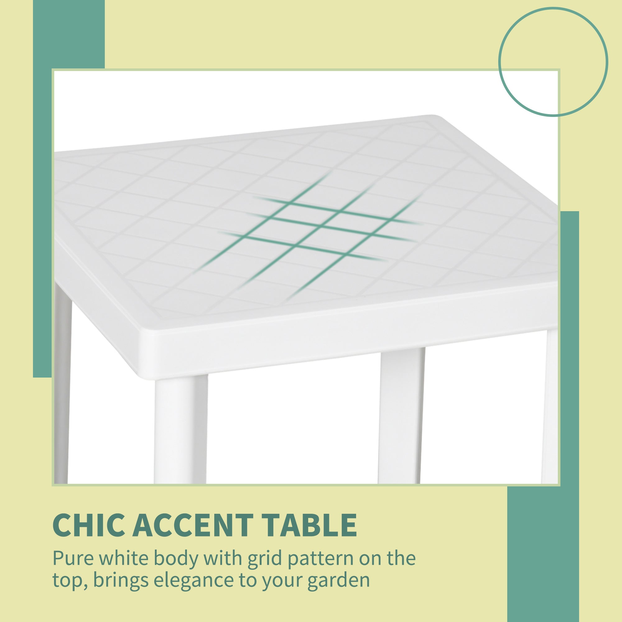 Outsunny Garden Side Table. Plastic Outdoor Square Coffee End Table for Drink, Snack, White