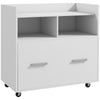 Vinsetto Lateral Filing Cabinet with Wheels and Open Storage Shelf, Mobile File Cabinet with Large Drawer and Adjustable Hanging Bar for Letter, A4 and Legal Size, White
