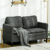 HOMCOM 53" Loveseat Sofa for Bedroom, Modern Love Seats Furniture, Upholstered 2 Seater Couch with Steel Legs for Living Room, Dark Grey