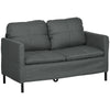HOMCOM 53" Loveseat Sofa for Bedroom, Modern Love Seats Furniture, Upholstered 2 Seater Couch with Steel Legs for Living Room, Dark Grey