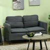 HOMCOM 53" Loveseat Sofa for Bedroom, Modern Love Seats Furniture, Upholstered 2 Seater Couch with Steel Legs for Living Room, Dark Grey