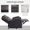 HOMCOM Recliner Chair for Living Room, PU Leather Single Recliner Sofa, Manual Reclining Chair with Footrest, Thick Padding and Side Pockets, Brown