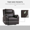 HOMCOM Recliner Chair for Living Room, PU Leather Single Recliner Sofa, Manual Reclining Chair with Footrest, Thick Padding and Side Pockets, Brown